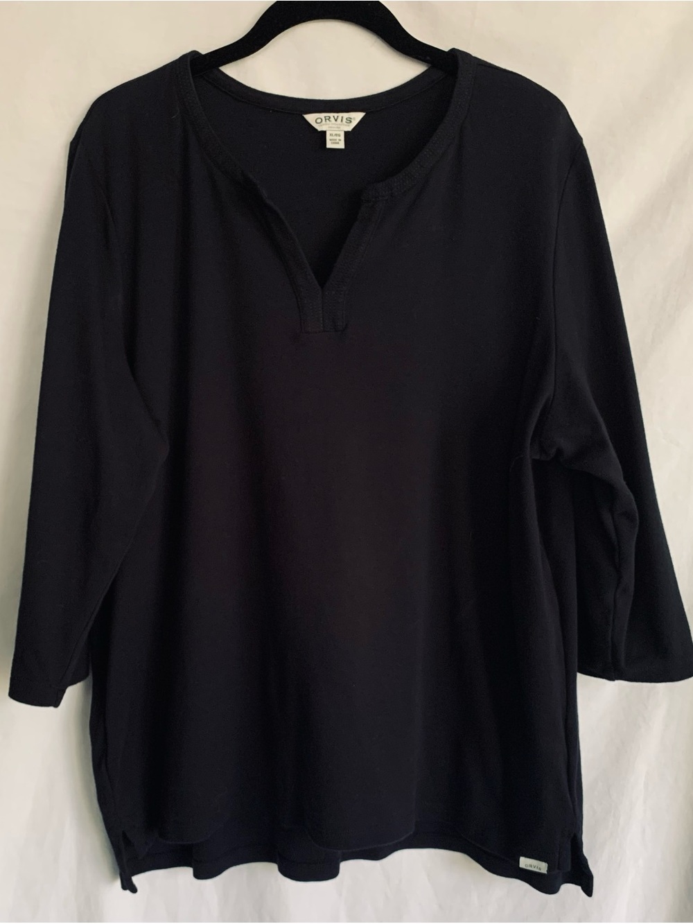 Orvis Black Split-Neck Long Sleeve Tee